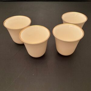 Set of Four Fine Porcelain with Gold Trim Demitasse Inserts